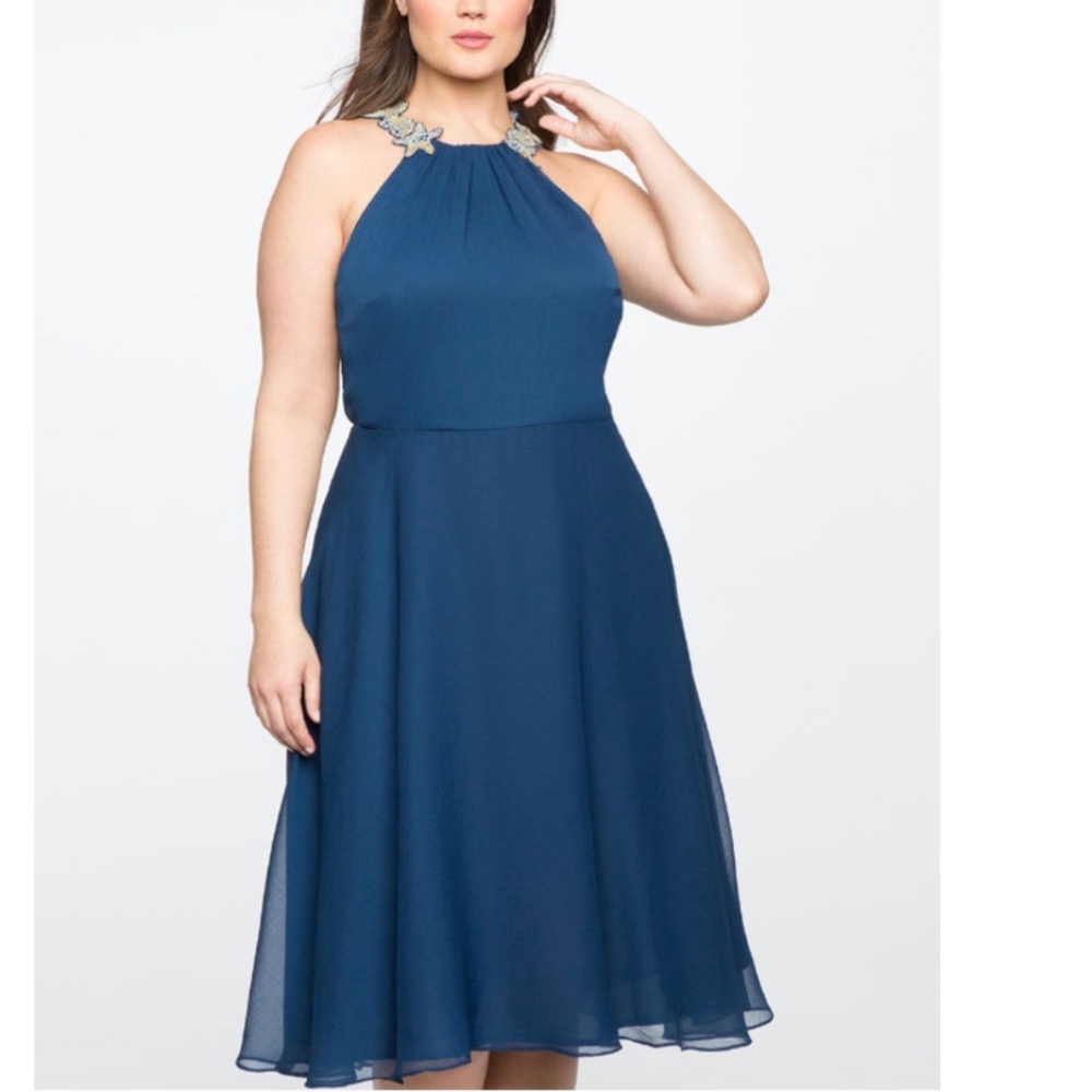 Eloquii Elegant Blue Halter Dress